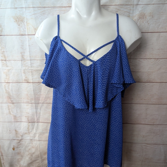 Le Lis Tops - Le Lis | Blue Polka Dot Cold Shoulder Blouse